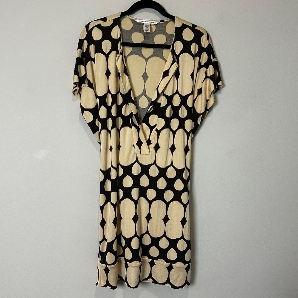 Diane von Furstenberg Archival Tavallu Silk Blend Tunic Dress Sz 2 Cream Mod Lux
